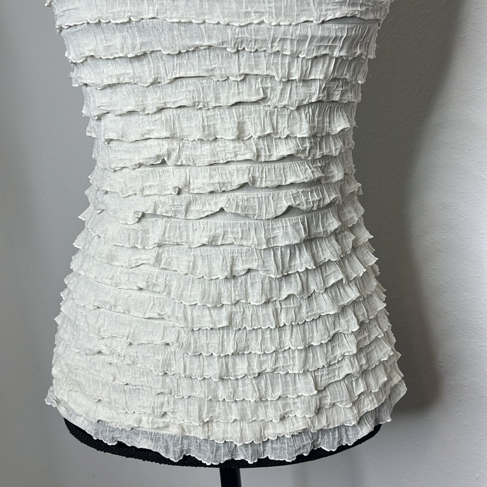 Studio Y Cream Ruffle Halter Tank Top - Picture 3 of 10